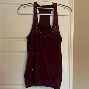 Express Purple Embellished Tank Top